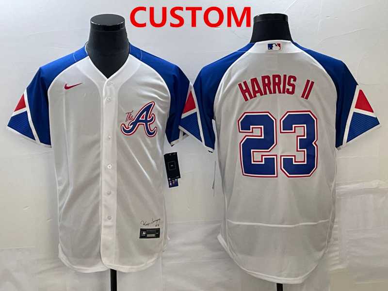 Men%27s Atlanta Braves Custom White 2023 City Connect Flex Base Stitched Baseball Jersey->customized mlb jersey->Custom Jersey